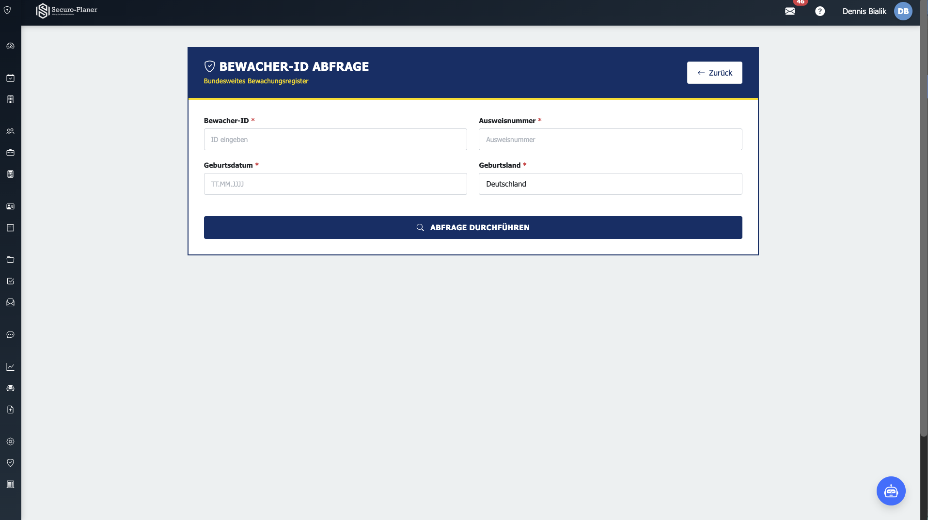 Bewacherregister Abfrage