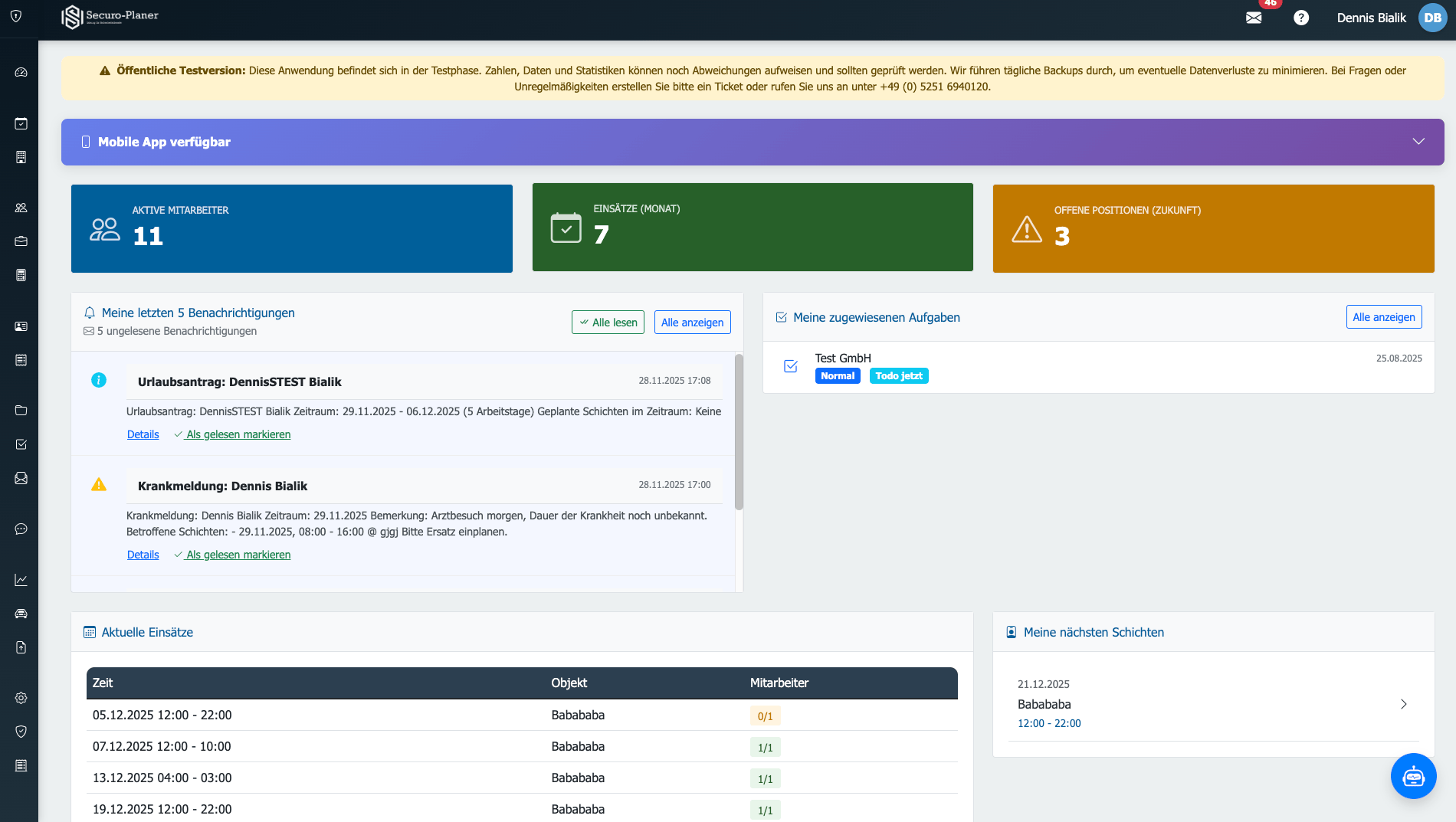 Securo-Planer Dashboard